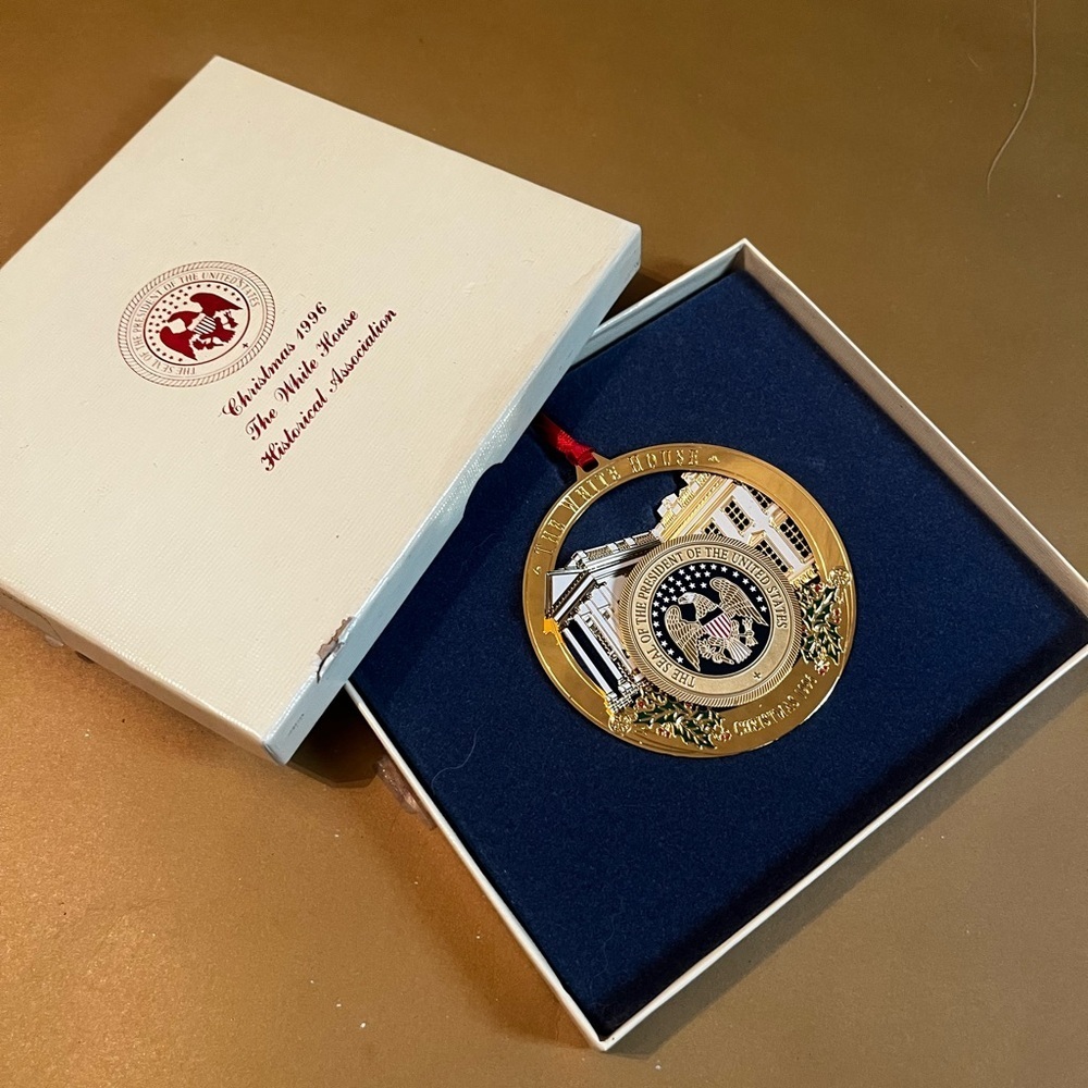 1996 White House Historical Millard Fillmore Christmas Ornament Box & Pamphlet